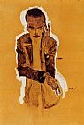 Egon Schiele Portrait of Eduard Kismack with Raised Left Hand painting